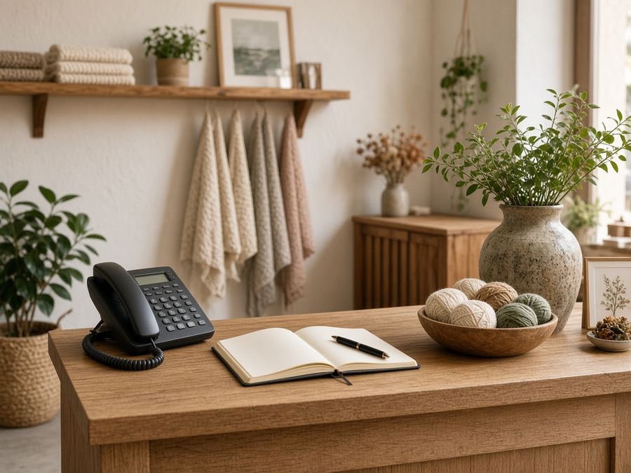 Contact desk at Estenpalli Atelier in Guadalajara