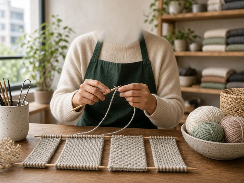 Beginner knitting at Estenpalli Atelier